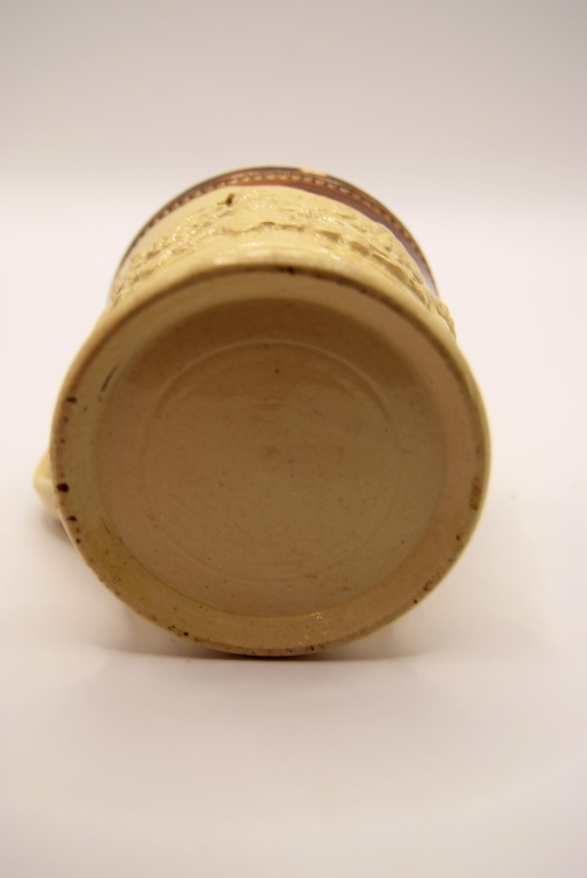 Rare Antique Salt Glazed Pottery Childs Mug Staffordshire c1830s