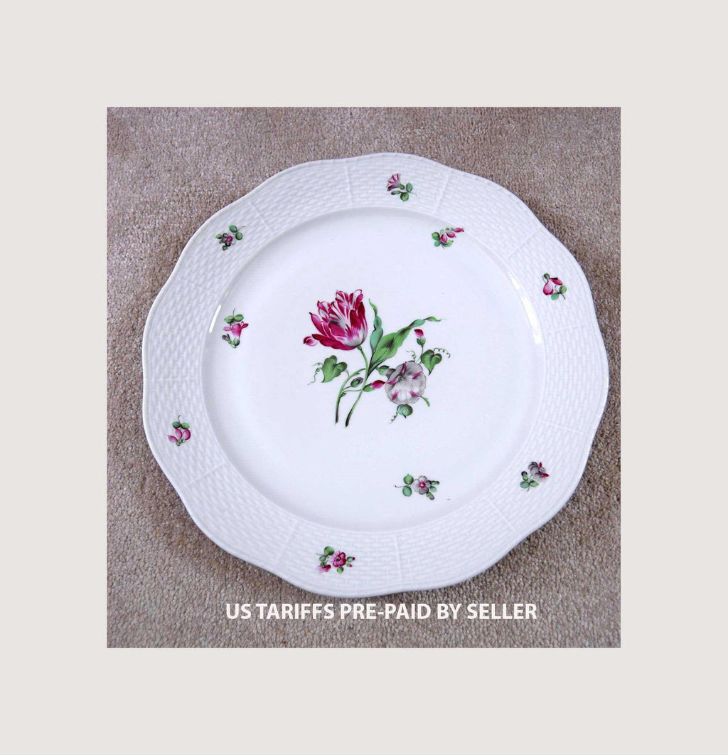 Rare Large HEREND Porcelain Tulip Design Platter Charger  1940s