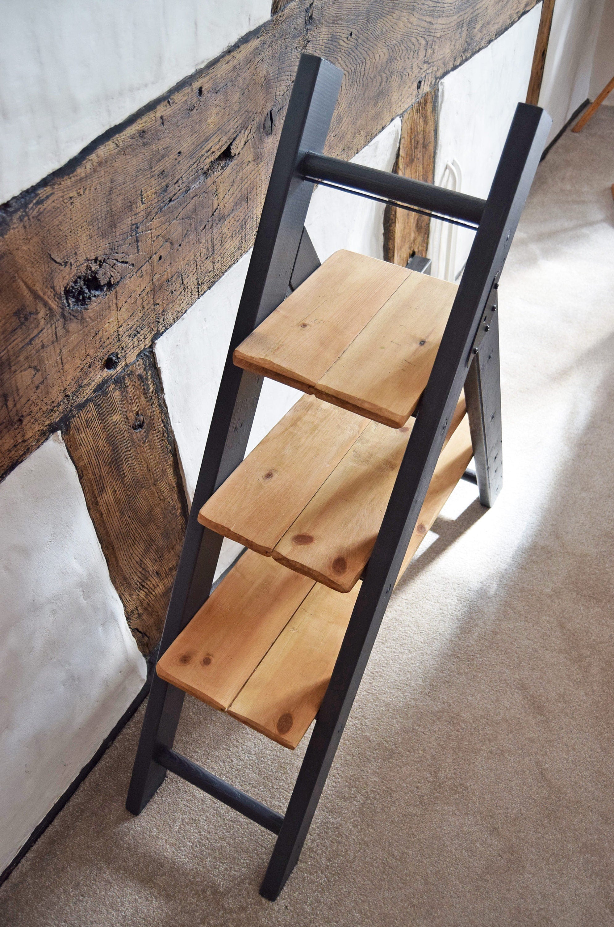 Vintage Ladder Shelving for Bathroom, Living Room, Towel Rack, Garden or Wedding Display