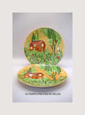 2 x Antique Majolica plates - Shorter & Son Staffordshire plates. Cottage Garden design. 1920s