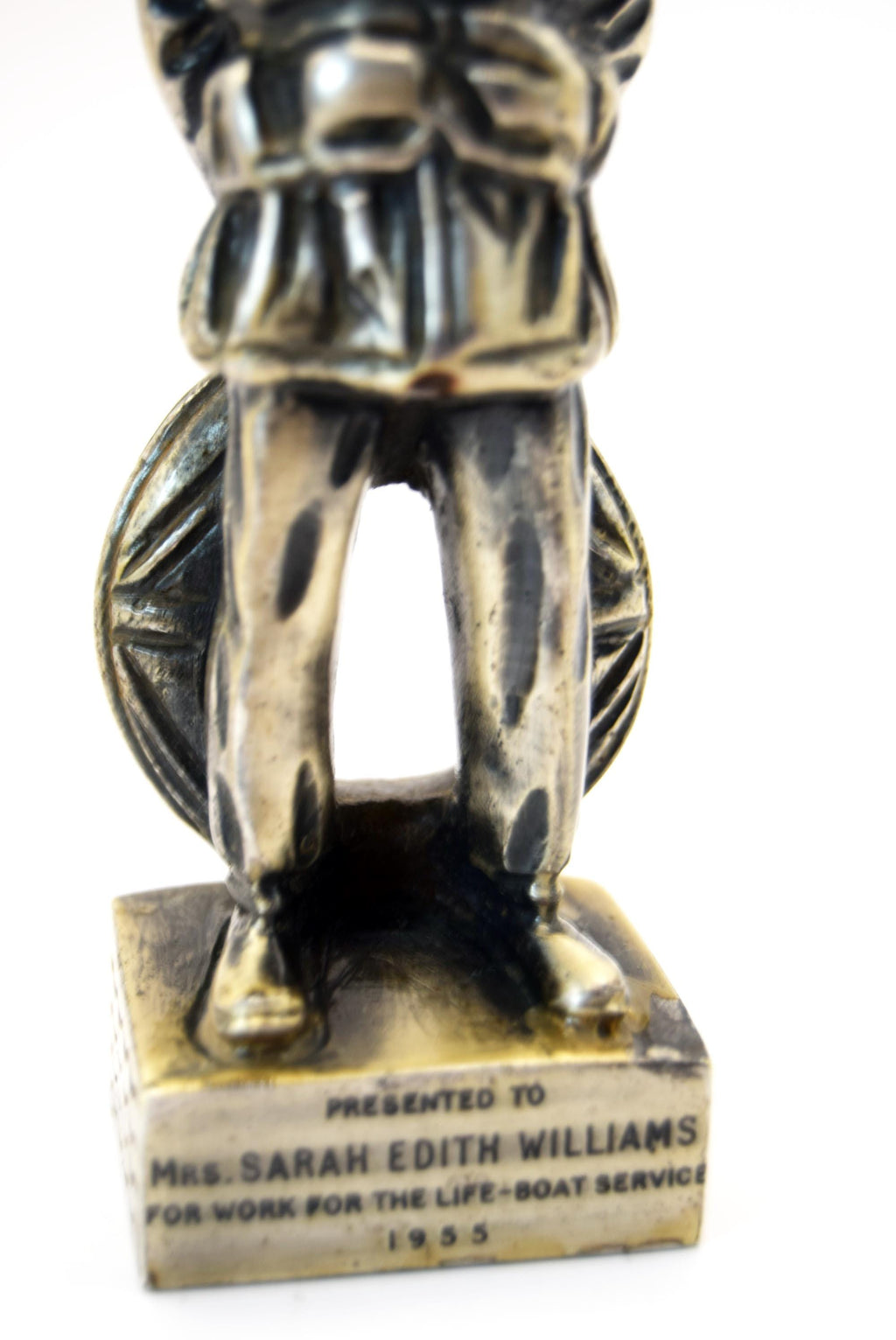 RARE FIND Vintage Presentation Statue for Lifeboat Service 1955. Silvered brass
