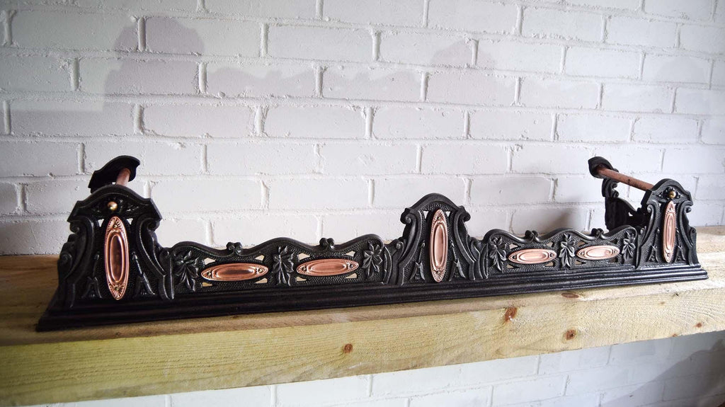 Rare Victorian Cast Iron & Copper Fender c1890s | Victorian fenders | Antique home decor