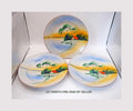 3 x Japanese Plates - House by the Lake - Tea Side Plate - Handpainted 7.25" diameter 1930s