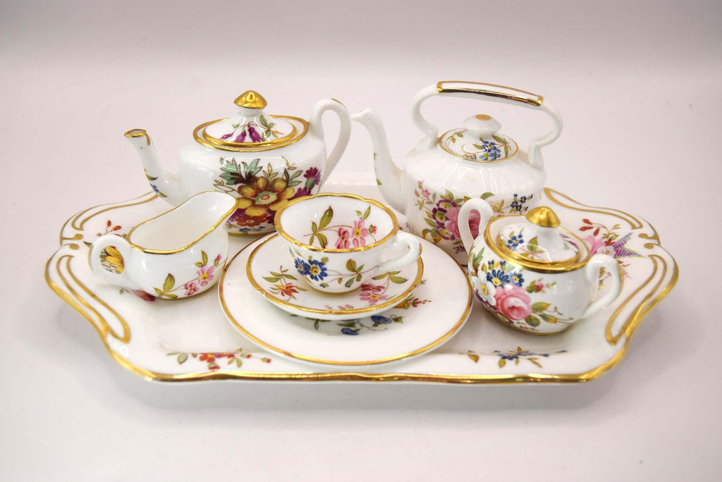 Hammersley Miniature Tea Set 'Howard Sprays' - Mint Condition - 8pc with Tray