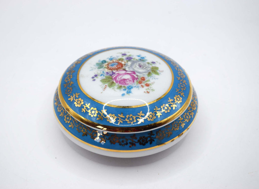 Meissner Limoges France Small Domed Trinket Box Pot | Floral c1950