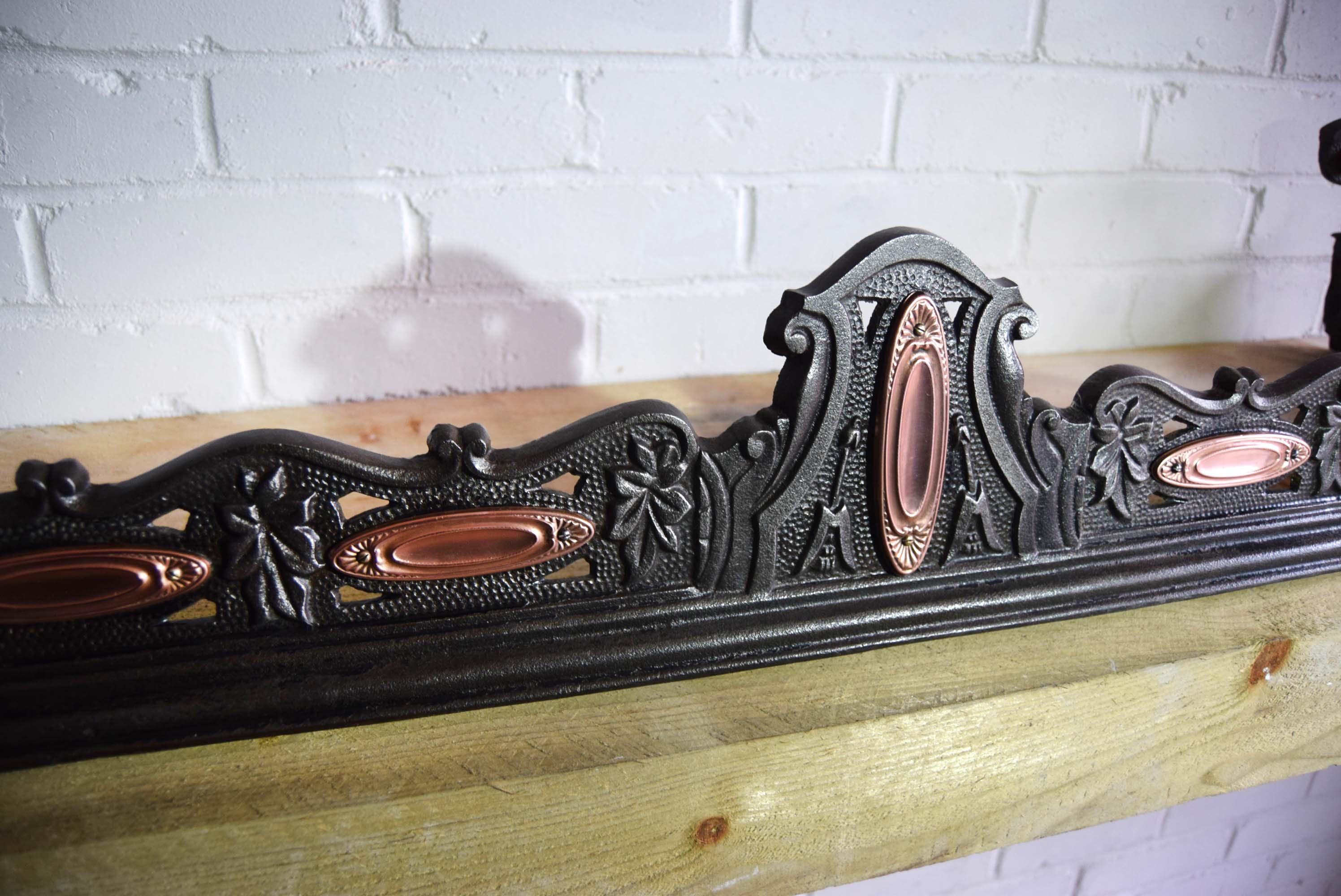 Rare Victorian Cast Iron & Copper Fender c1890s | Victorian fenders | Antique home decor