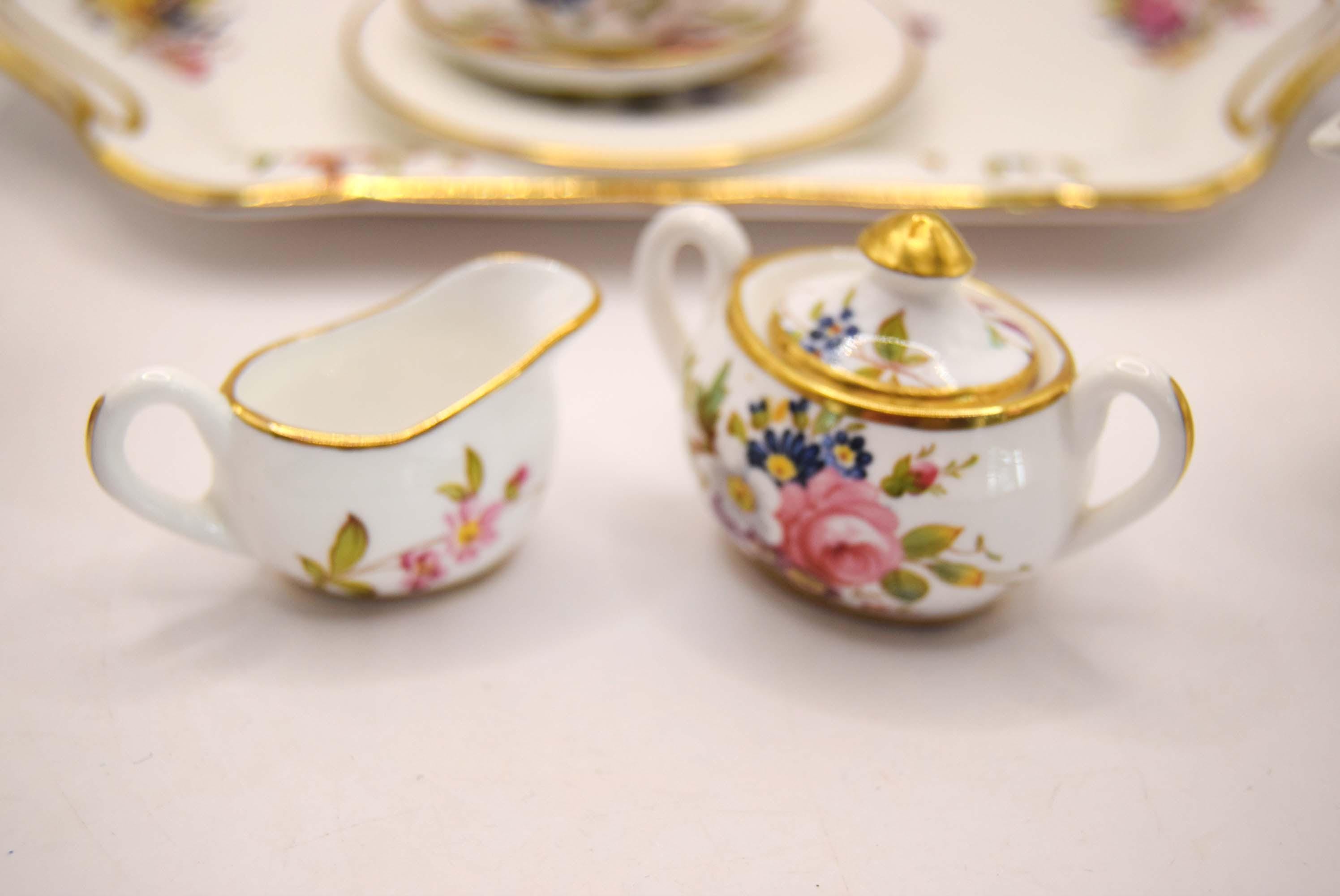 Hammersley Miniature Tea Set 'Howard Sprays' - Mint Condition - 8pc with Tray