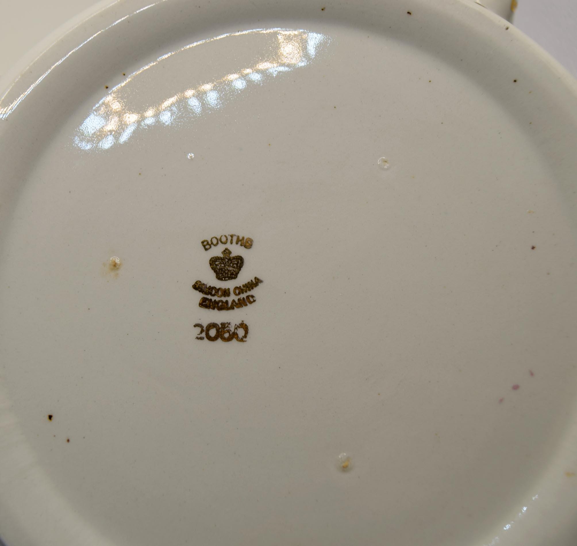 Antique Booths Silicon China White Blue Gilt Lidded Tureen 1930s