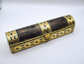 Vintage Wood & Brass Small Pencil Box Original Hand Crafted Trinket Jewelry Box