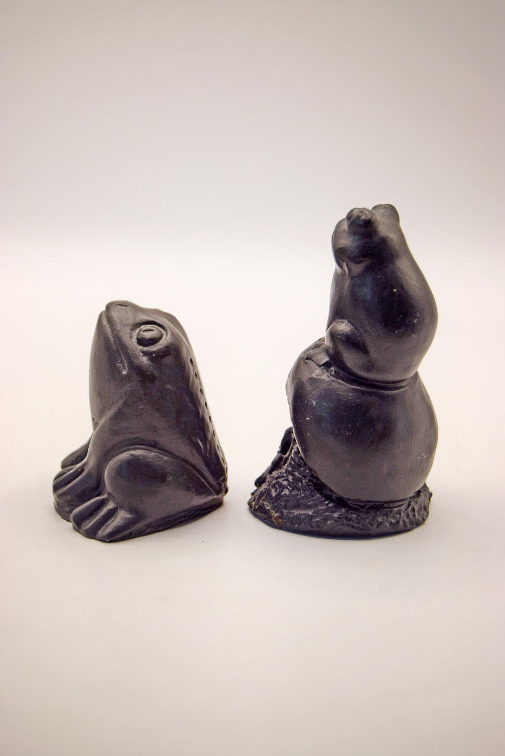 2 Slate Frog Figurines Made From 500 Million Years Old Slate by Celtic Castings Frog on Mushroom 