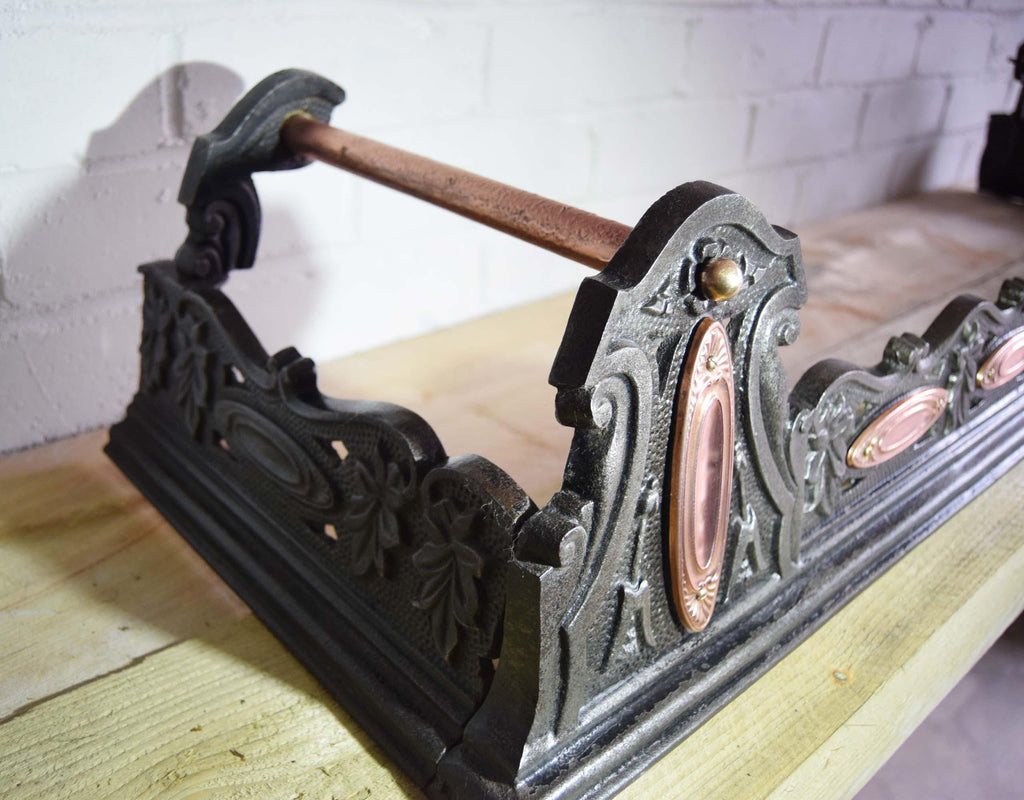 Rare Victorian Cast Iron & Copper Fender c1890s | Victorian fenders | Antique home decor