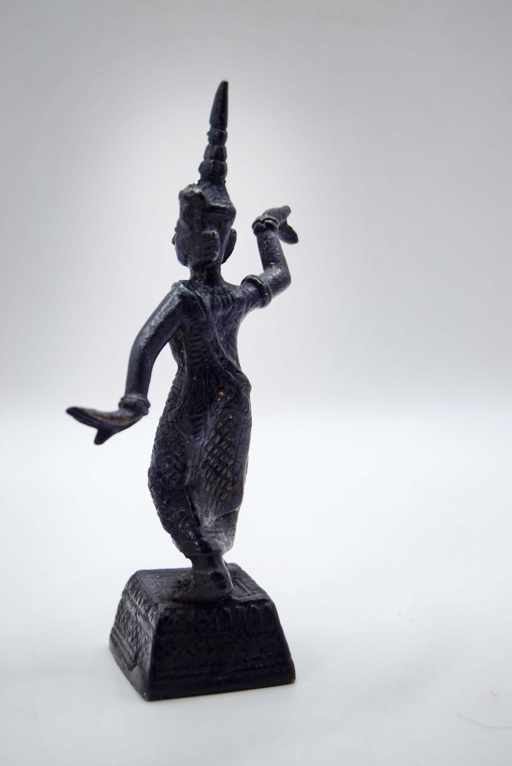 Vintage Bronze Khon Thai Siamese Temple Dancer c1950s