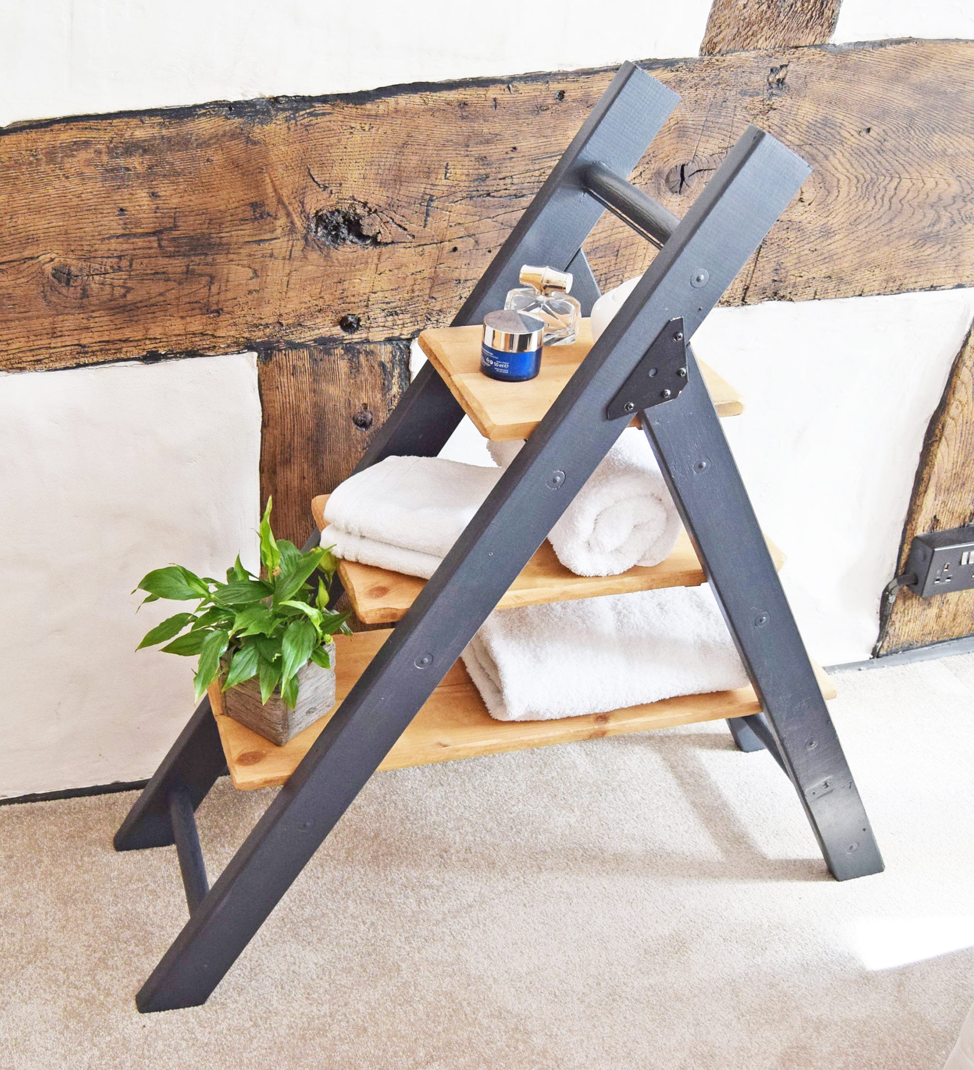 Vintage Ladder Shelving for Bathroom, Living Room, Towel Rack, Garden or Wedding Display