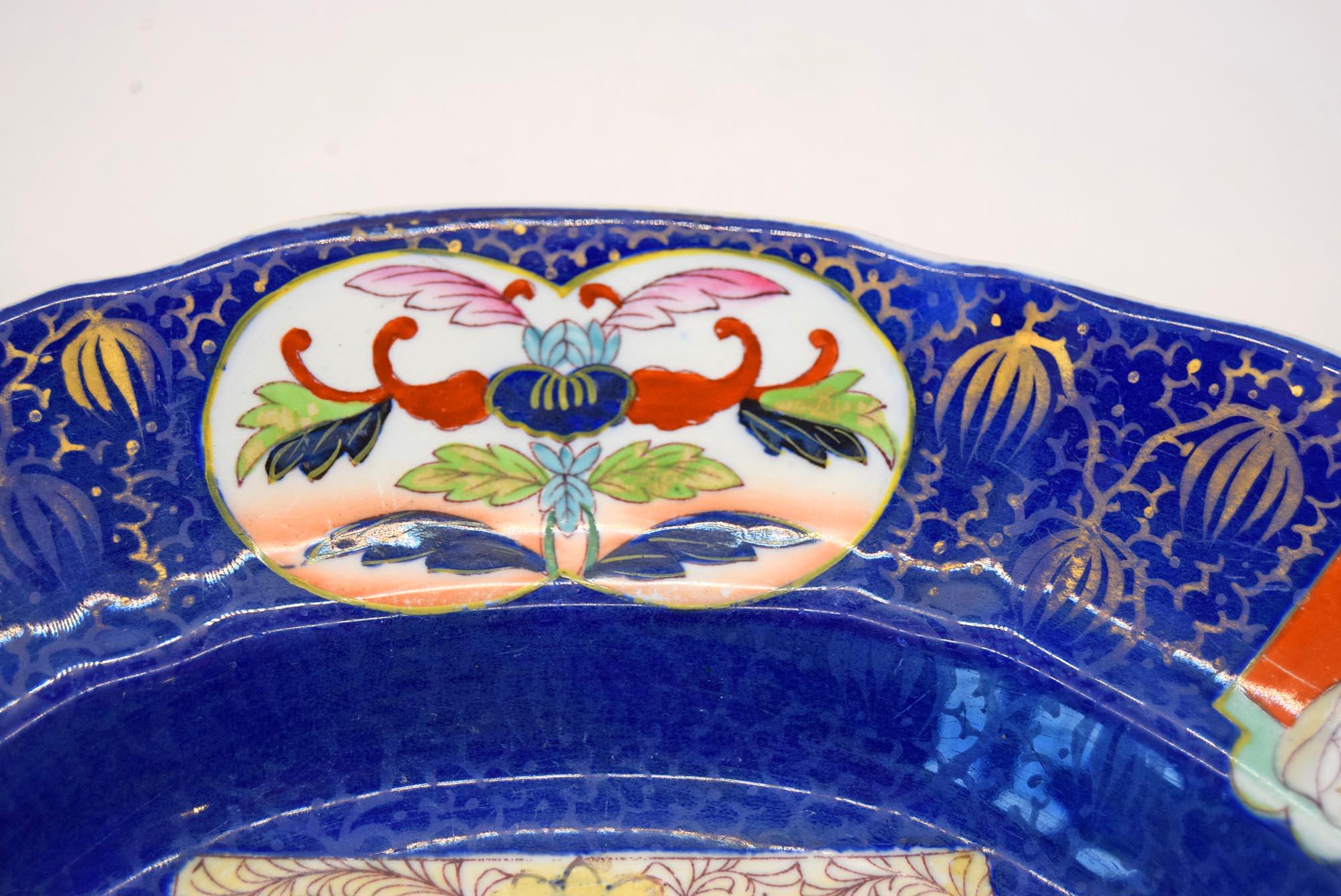 Rare Mason's Ashworth Ironstone Platter: 14" Imari Style Cobalt Blue Charger
