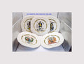 Set of decorative plates with branding on a white background