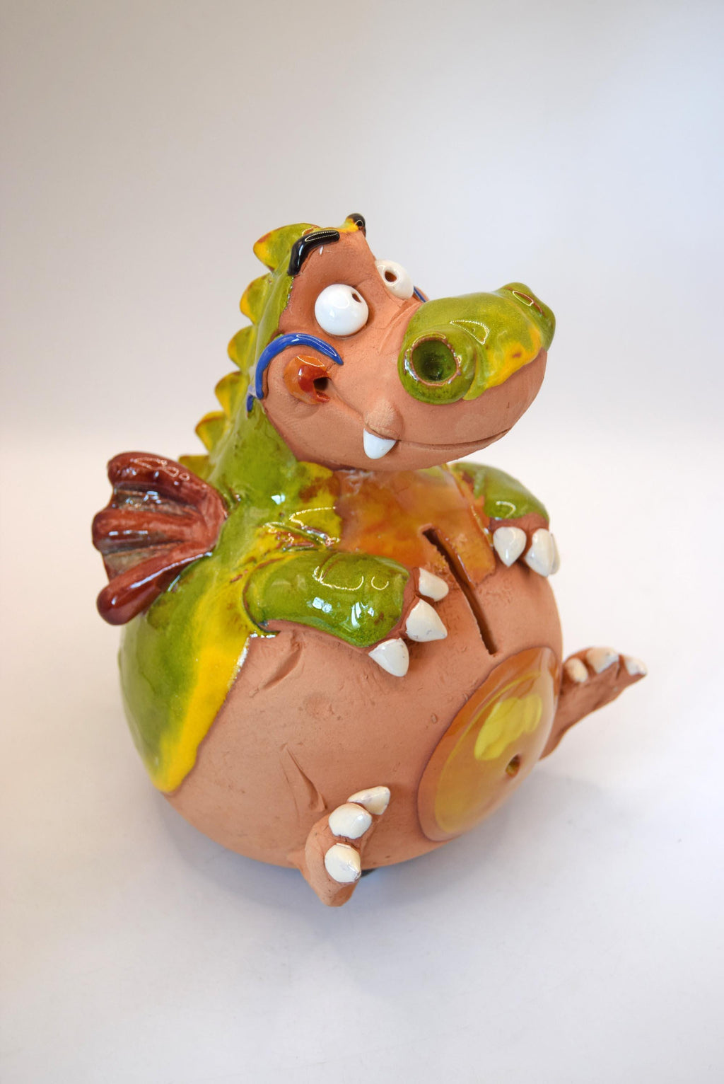 Dragon Piggy Bank: Whimsical Kids Decor - Midene Art Studio - Handmade Clay Pottery