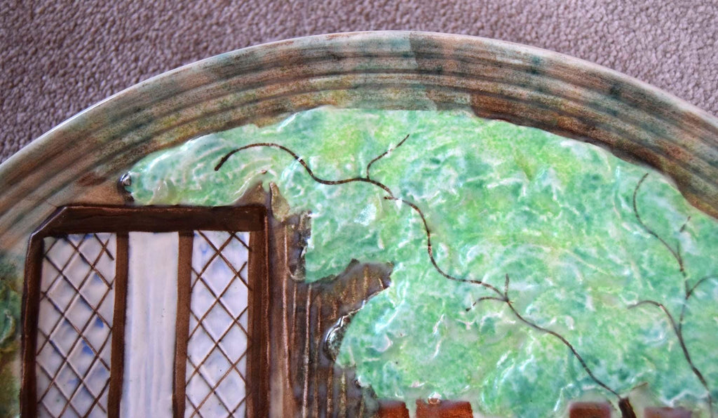 Large A. J. Wood, Burslem Art Deco Charger Wall Hanging Plate | 16.5 " | c1910