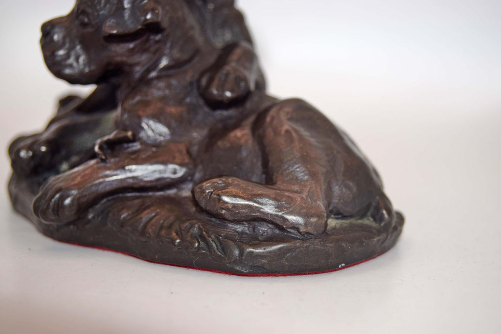 2 Boxer Dog Puppies Figurine by Heredities, Scotland. Cold Cast Bronze Resin M18107