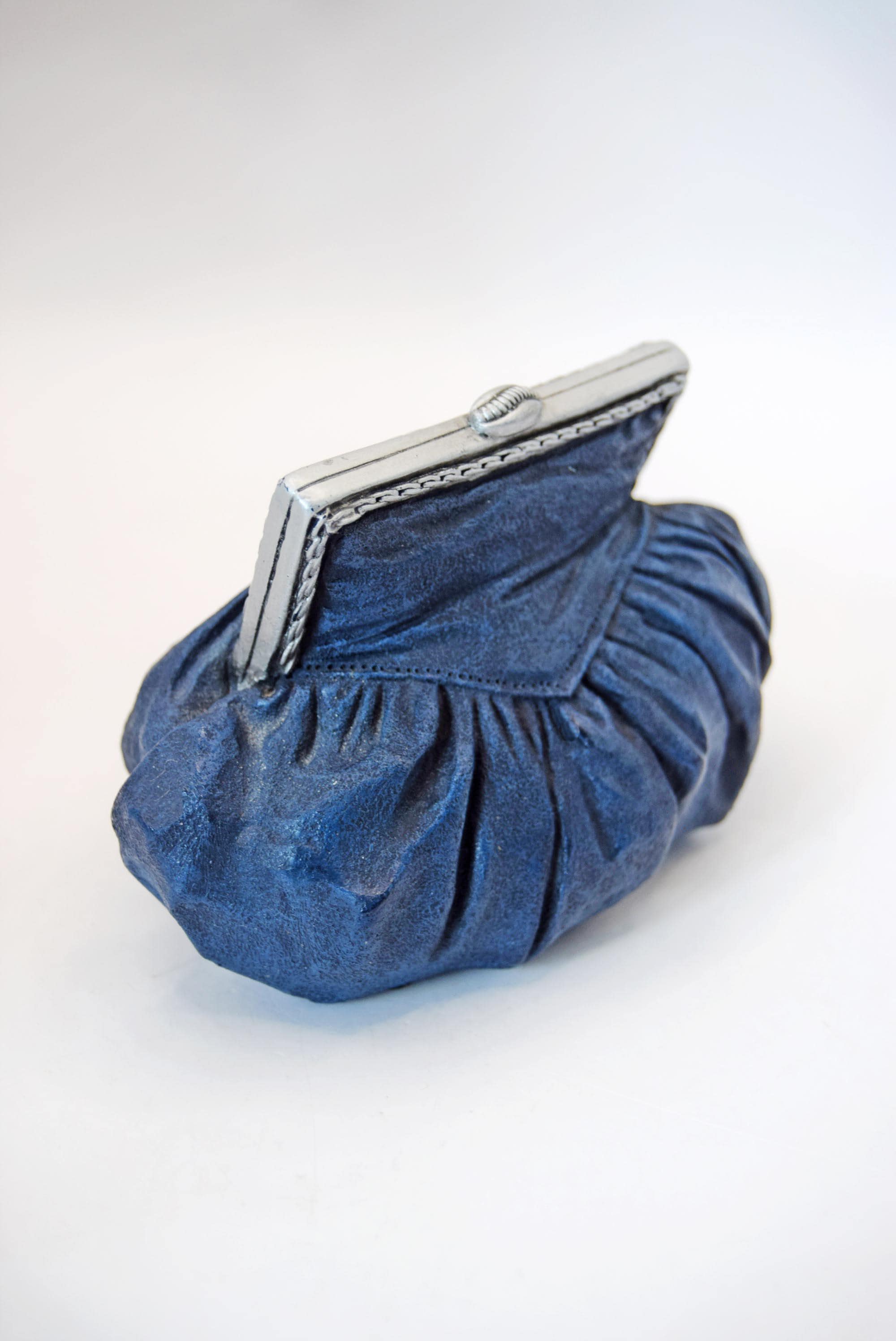 Vintage Blue Purse Music Box: "Au Clair De La Lune" Raine & Willitts
