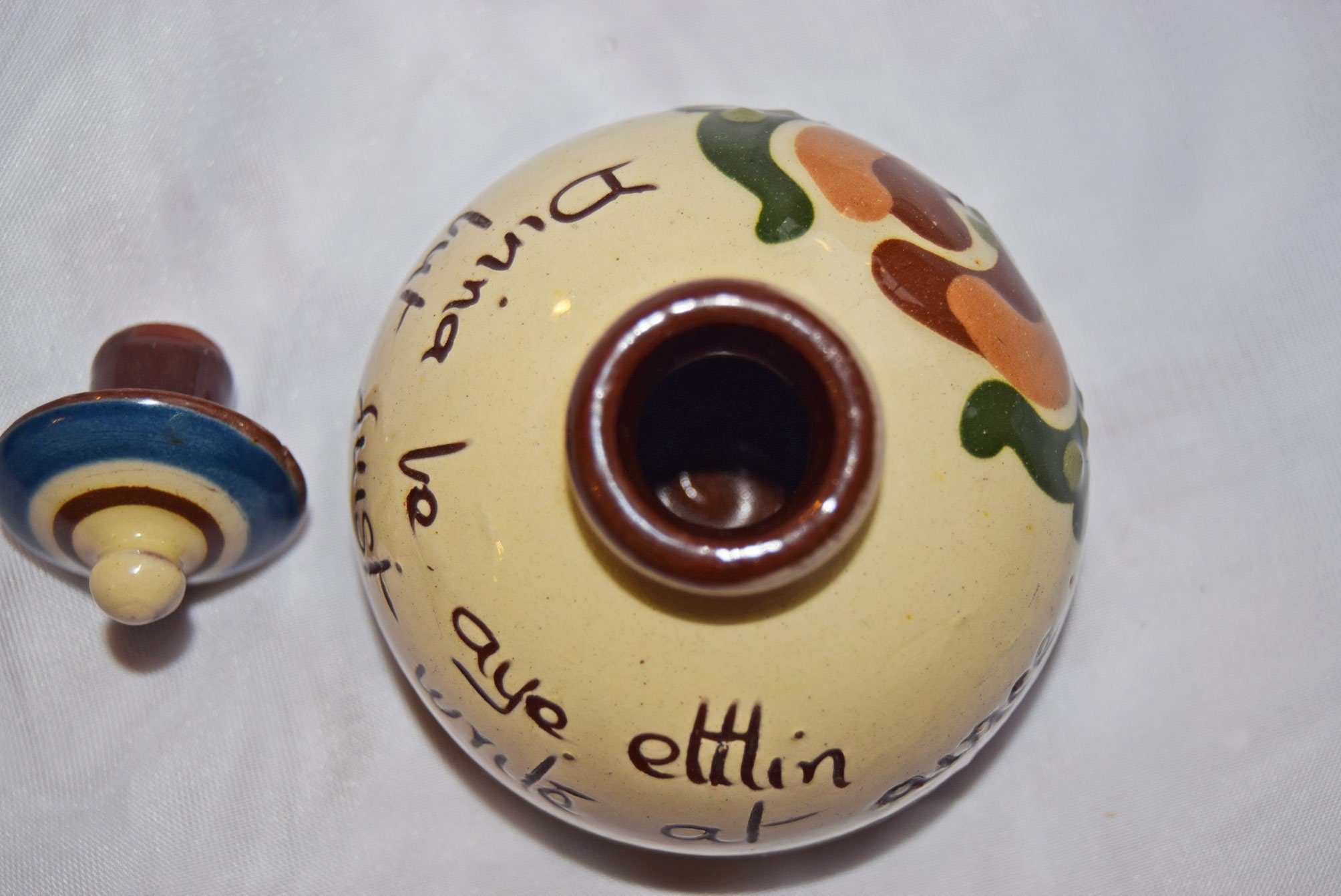 Aller Vale Pottery Torquay Devon  Ink Well With Original Stopper Scandy motto