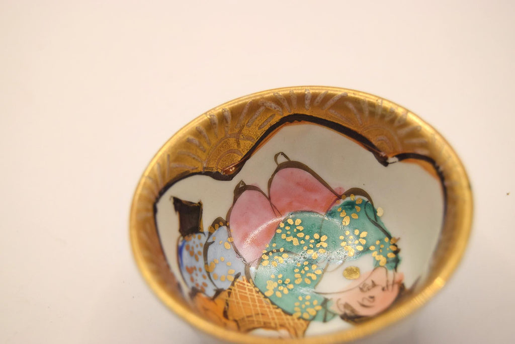 Vintage Japanese Kutani Kinrande Sake Cup | c1940