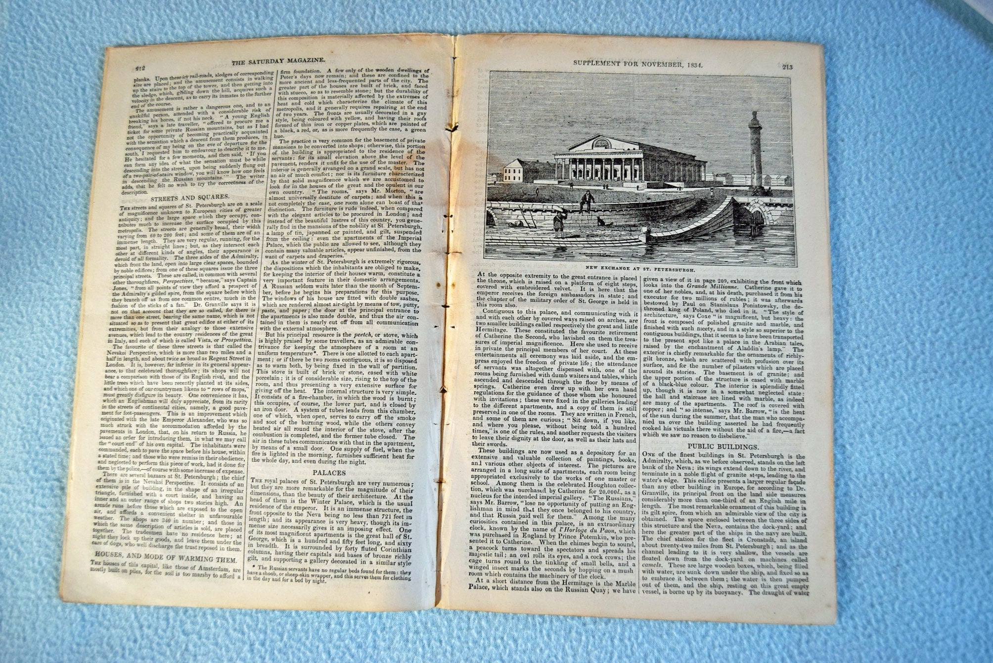 1834 Saturday Magazine November  No. 155 Supplement St. Petersburg