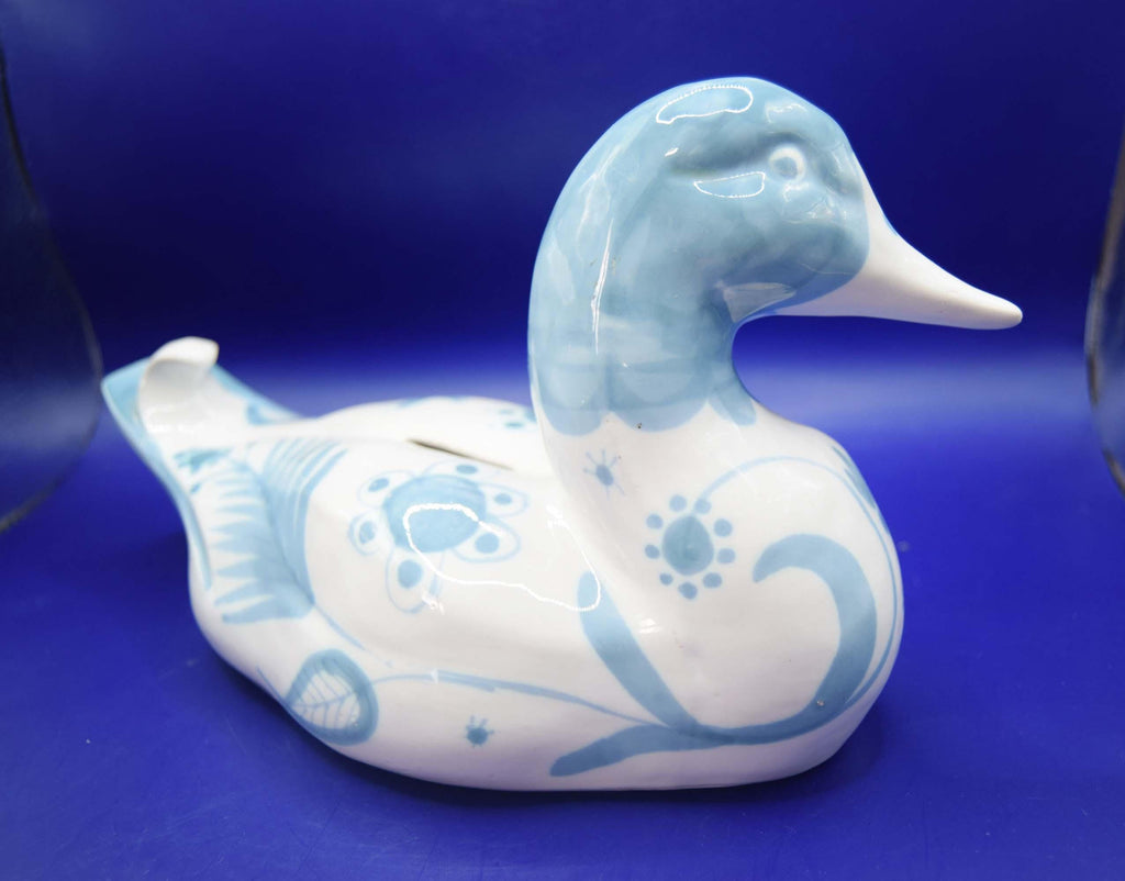 David Sharp, Rye - Teal Blue And White Duck Collectable Money Box | 1980s | Piggy Bank