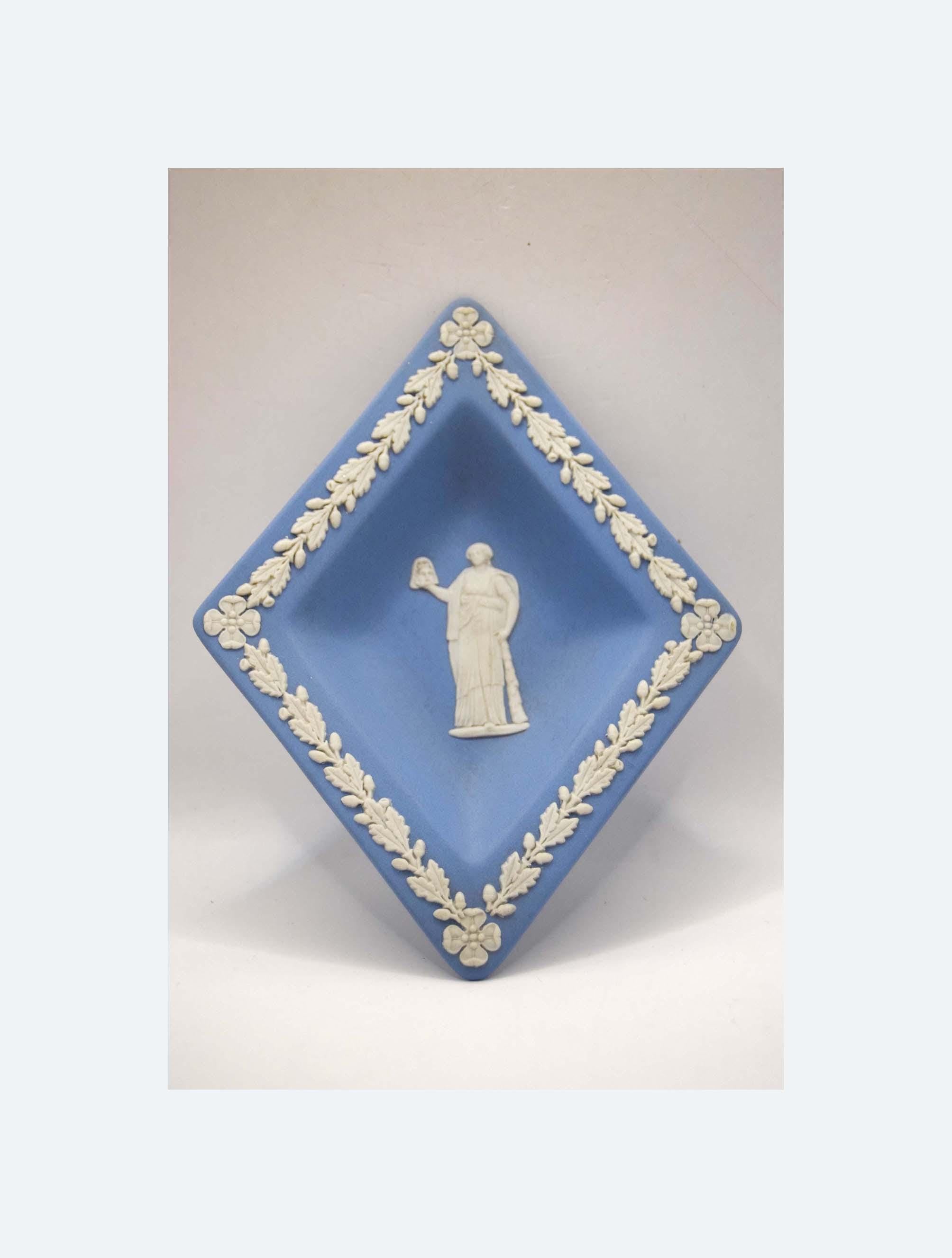 Wedgwood Blue White Jasperware trinket or pin dish | English pottery | 1970s