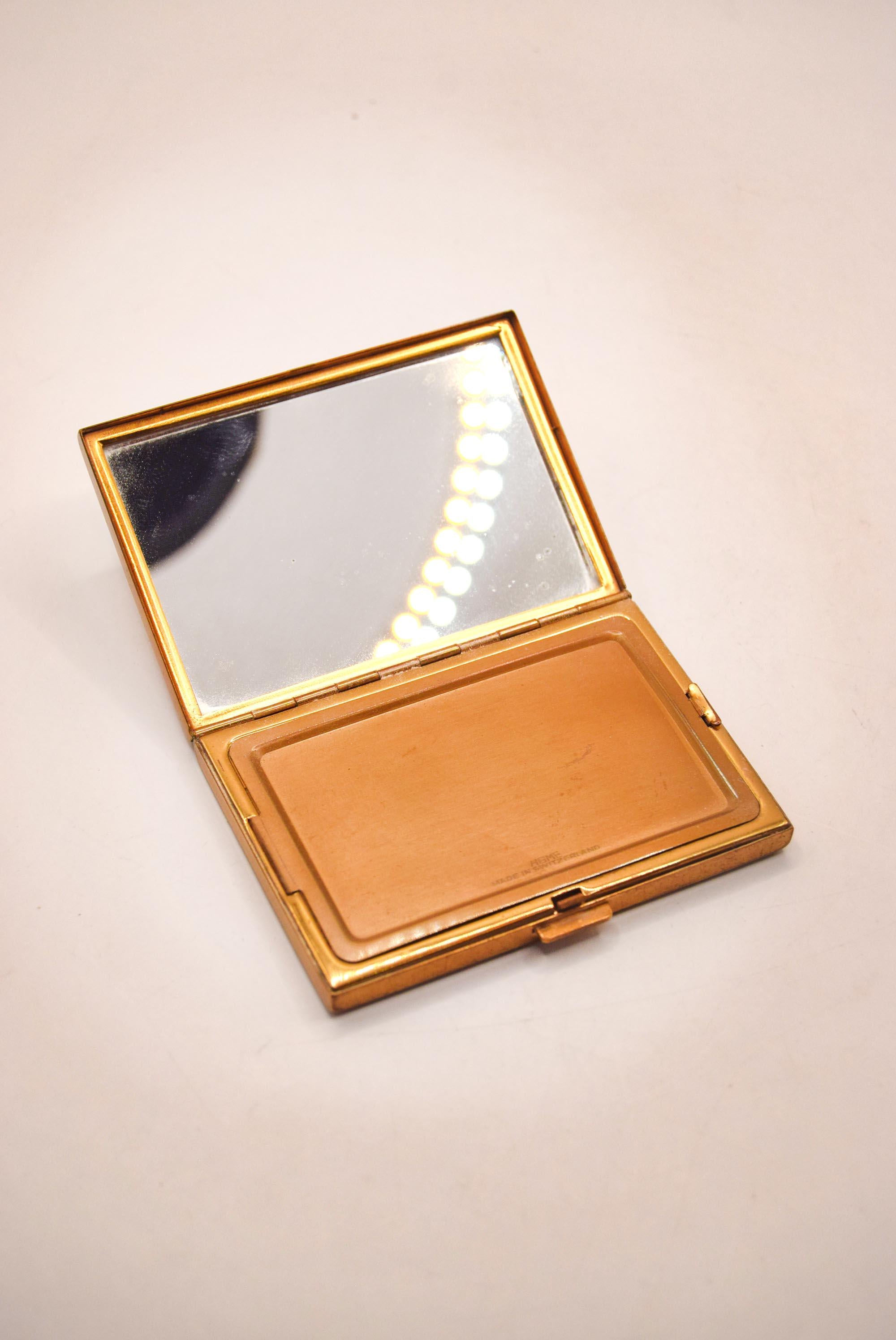 1950s Vintage AGME Swiss Mother of Pearl Powder Compact/Mirror/Make Up Case