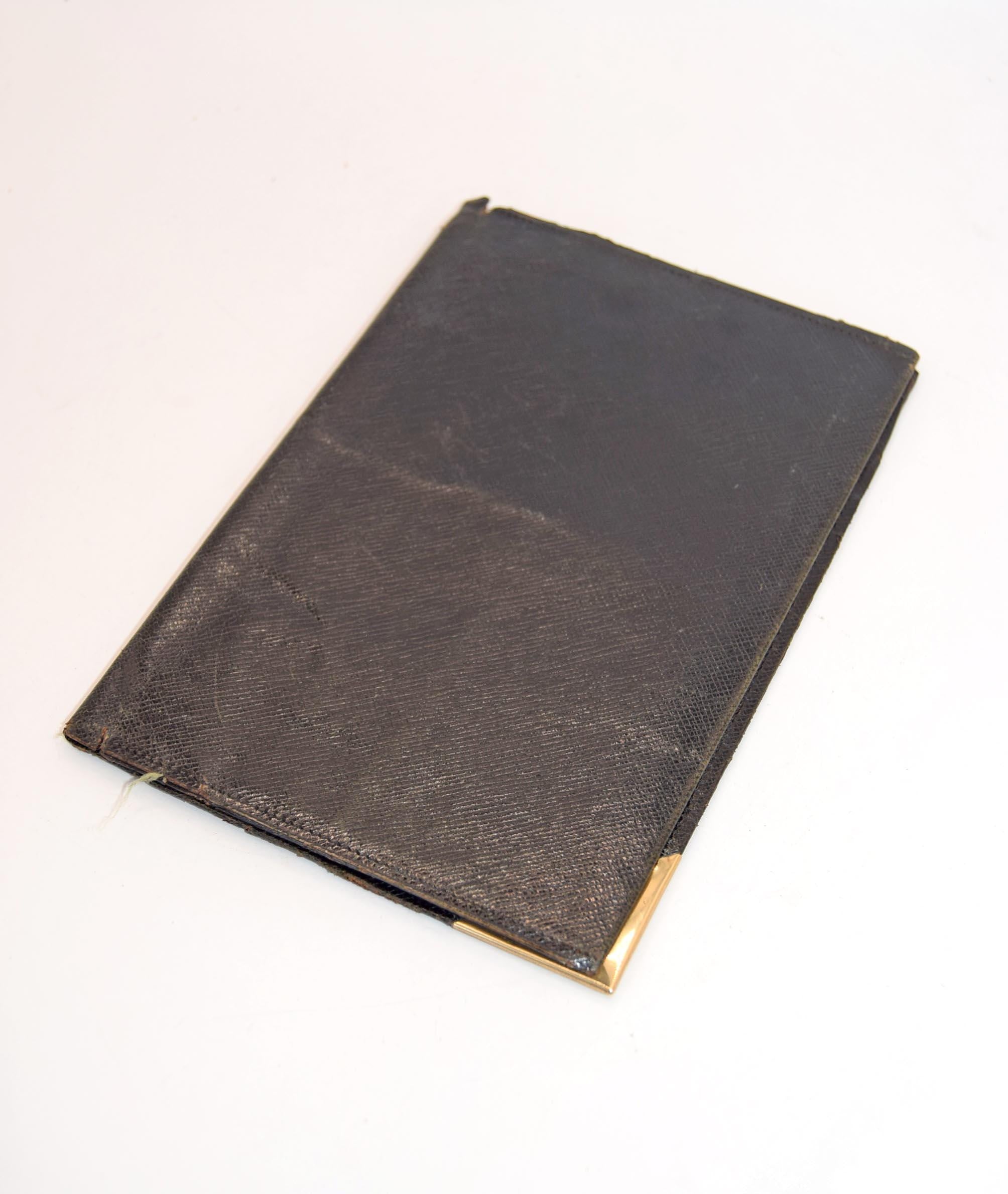 Vintage French SaintYves Leather Mens Slim Fold Wallet, Black