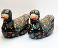Pair Of Antique Handpainted Ceramic Duck Trinket Boxes