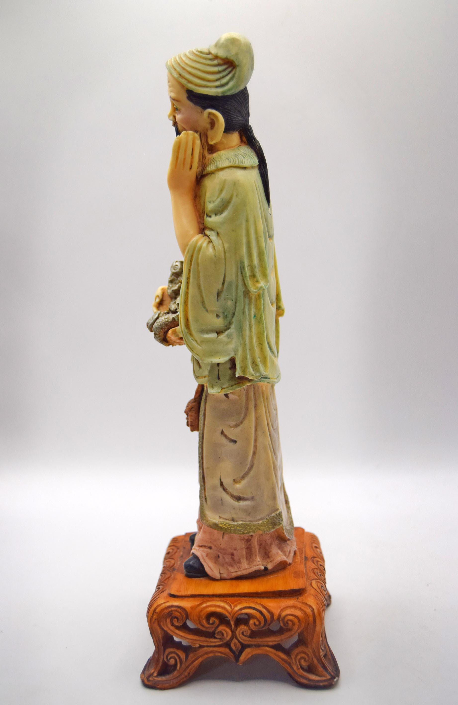 Vintage Chinese fisherman figurine c1970s