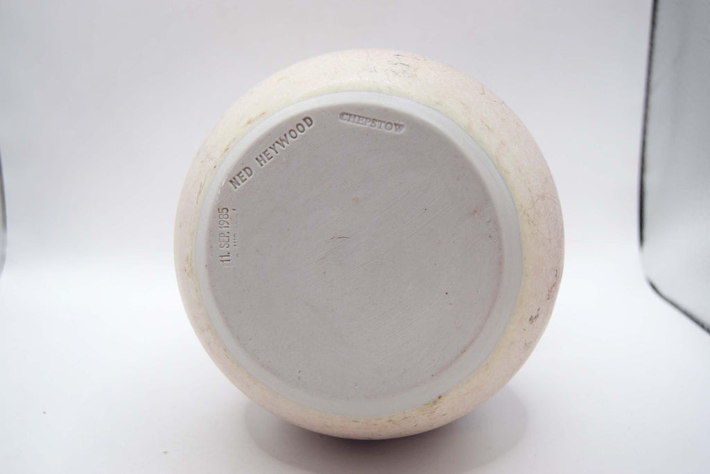 Frilled Vase by Ned Heywood ~ Studio Pottery Chepstow, Pink and Natural 1985