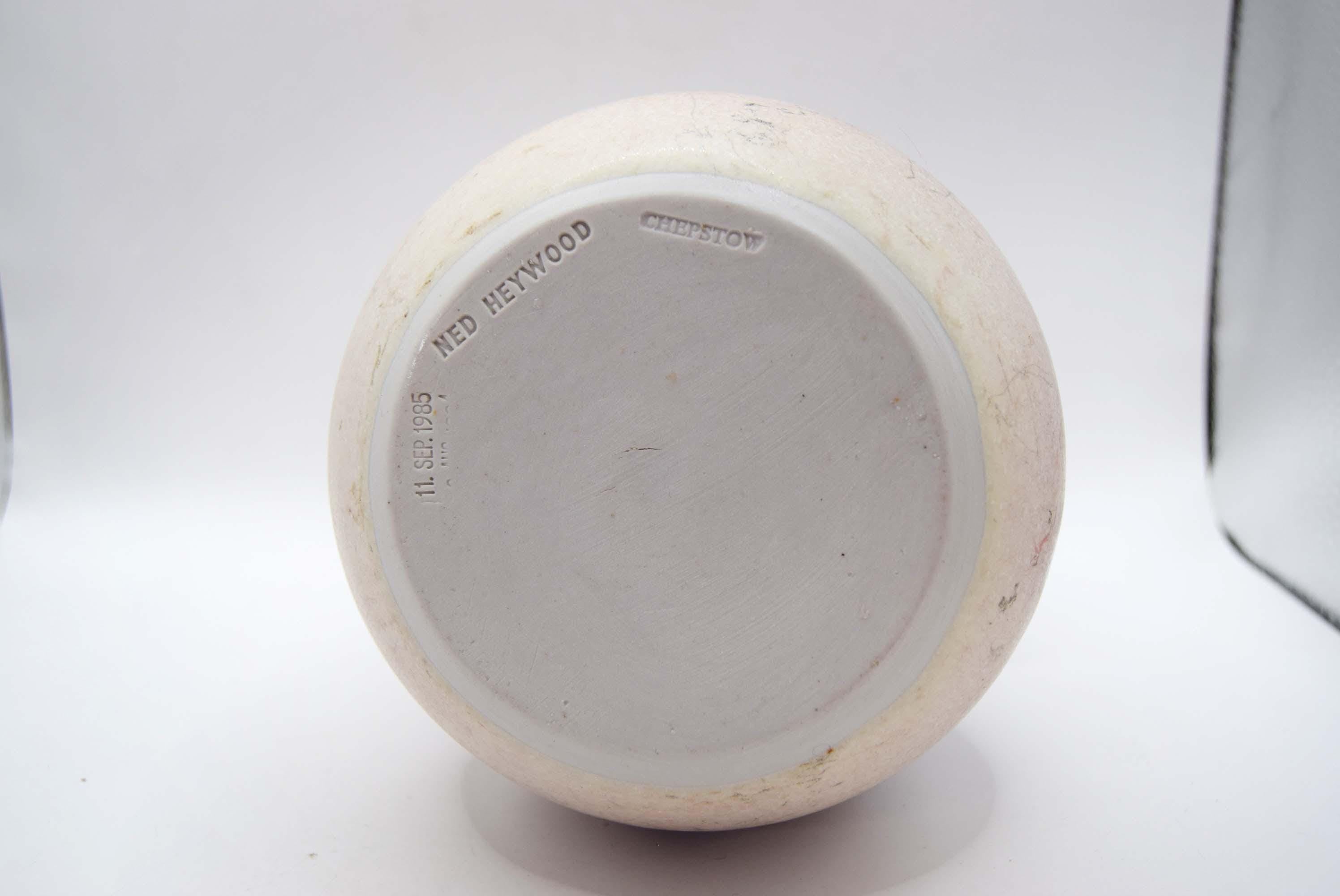Frilled Vase by Ned Heywood ~ Studio Pottery Chepstow, Pink and Natural 1985