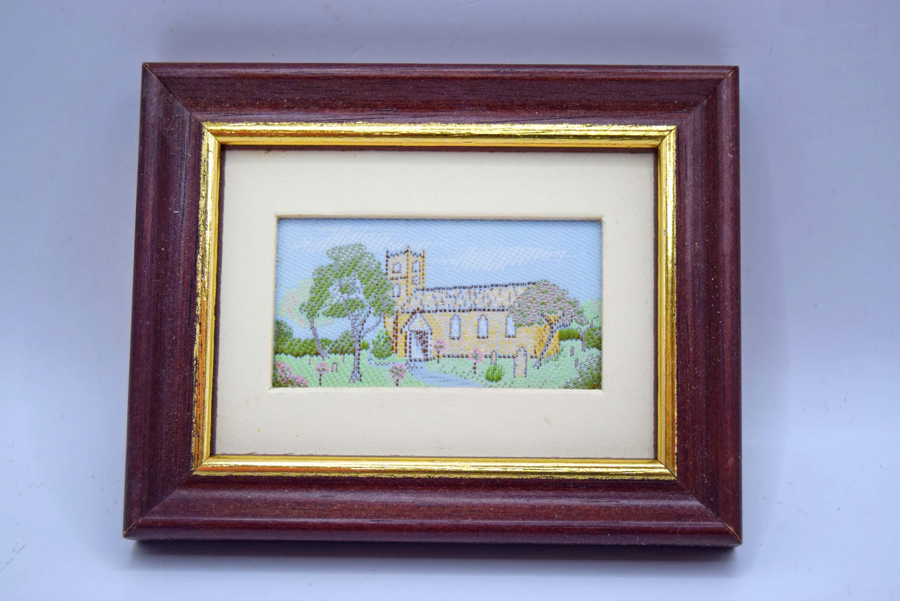 RARE Vintage Miniatures Stevengraph Framed Silk Woven Embroidered