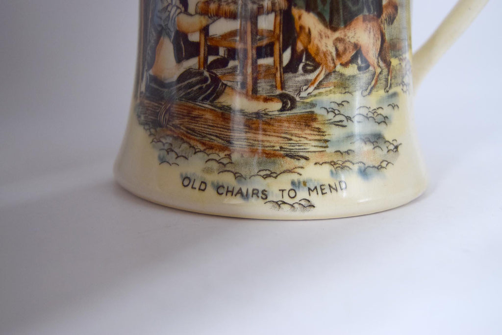 Pair of Rare Vintage 'Cries of London' by Crown Devon Fieldings Mugs Tankards  c1940