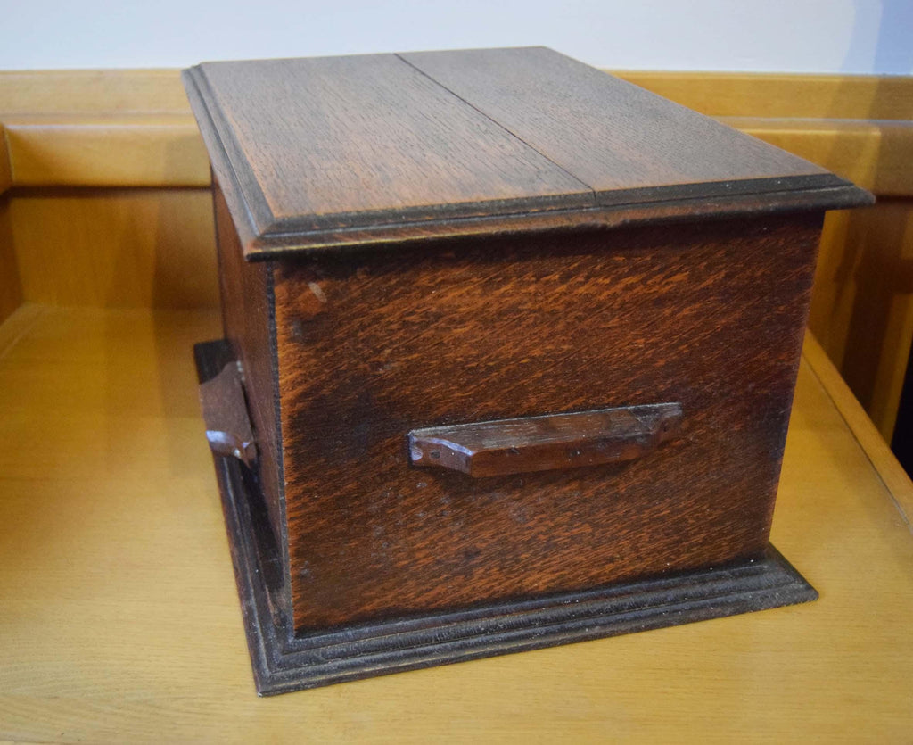 Antique Victorian Oak Work Box Sewing Box with Drawer