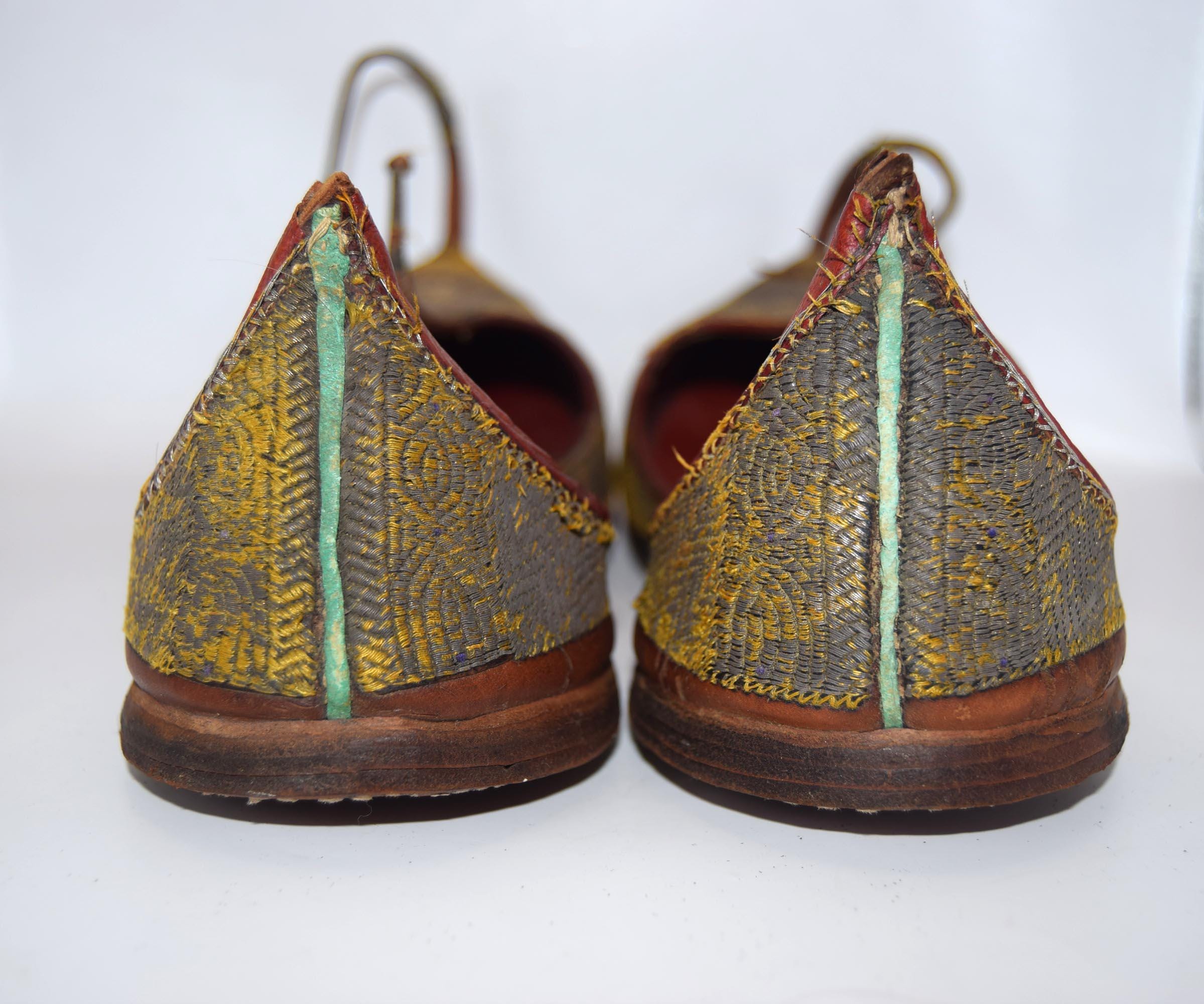 Antique Leather Mughal Raj Ottoman Moorish Shoes |Salma Sitari c1880s | Handsewn