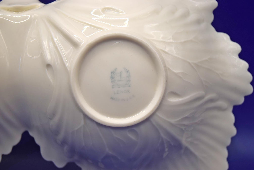 Vintage Lenox Double Leaf Sweet/Nut/Trinket Dish with Handle | Ivory Porcelain