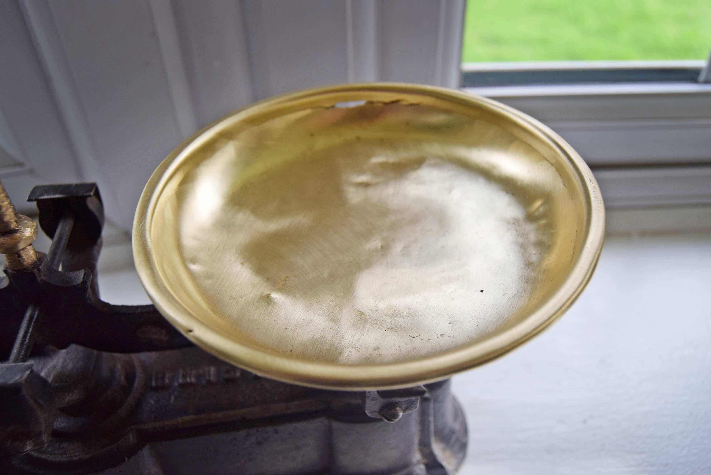 ANTIQUE Bartletts of Bristol Cast Iron & Brass Kitchen Scales with weights c1910