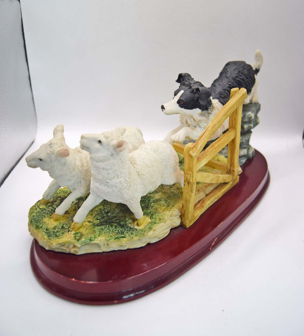 Juliana Collection Border Collie Chasing Lambs | Country Life Resin Figurine | 30cm
