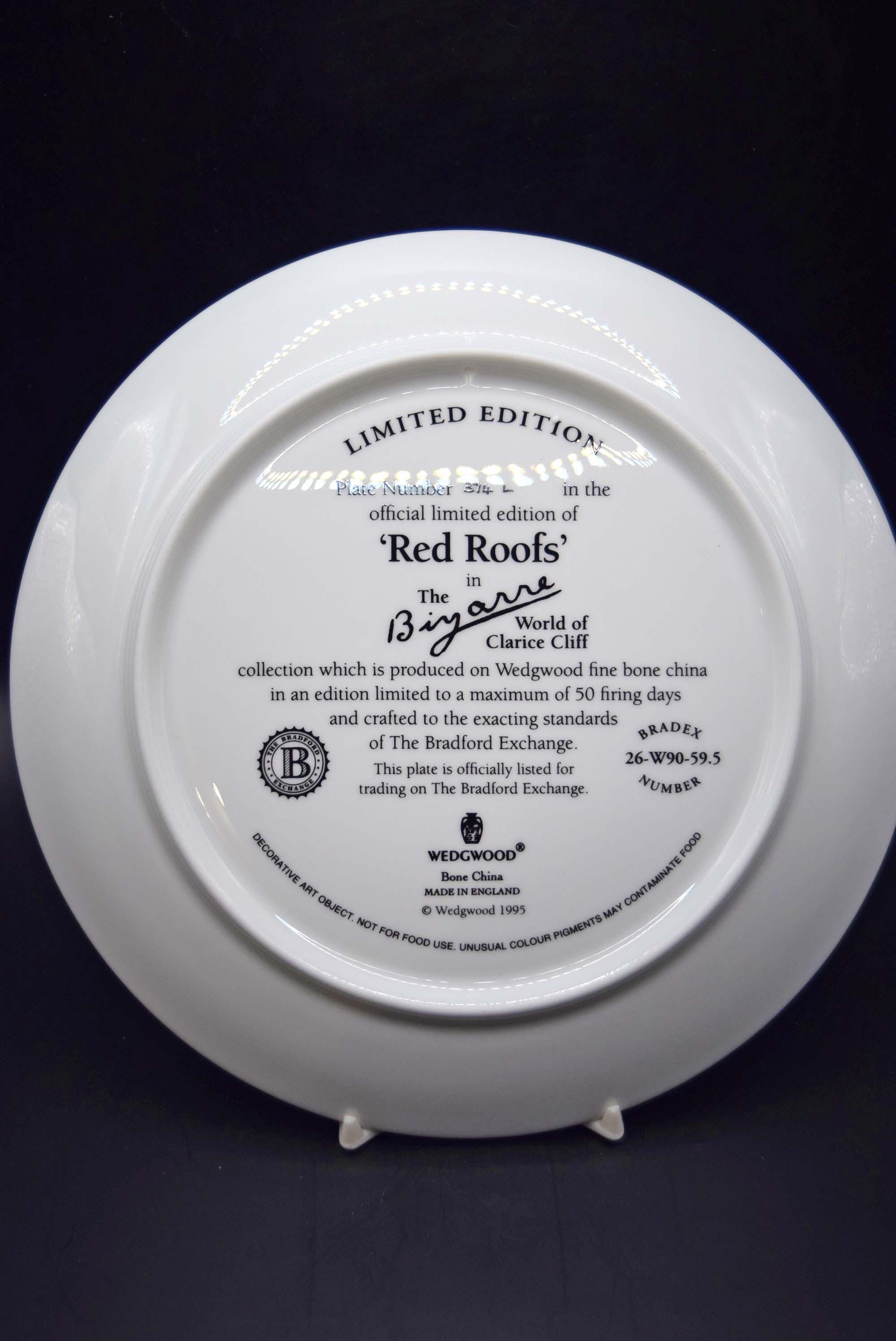 Clarice Cliff Red Roofs Wedgwood Ltd Edition.  Wall Plate Mint condition.