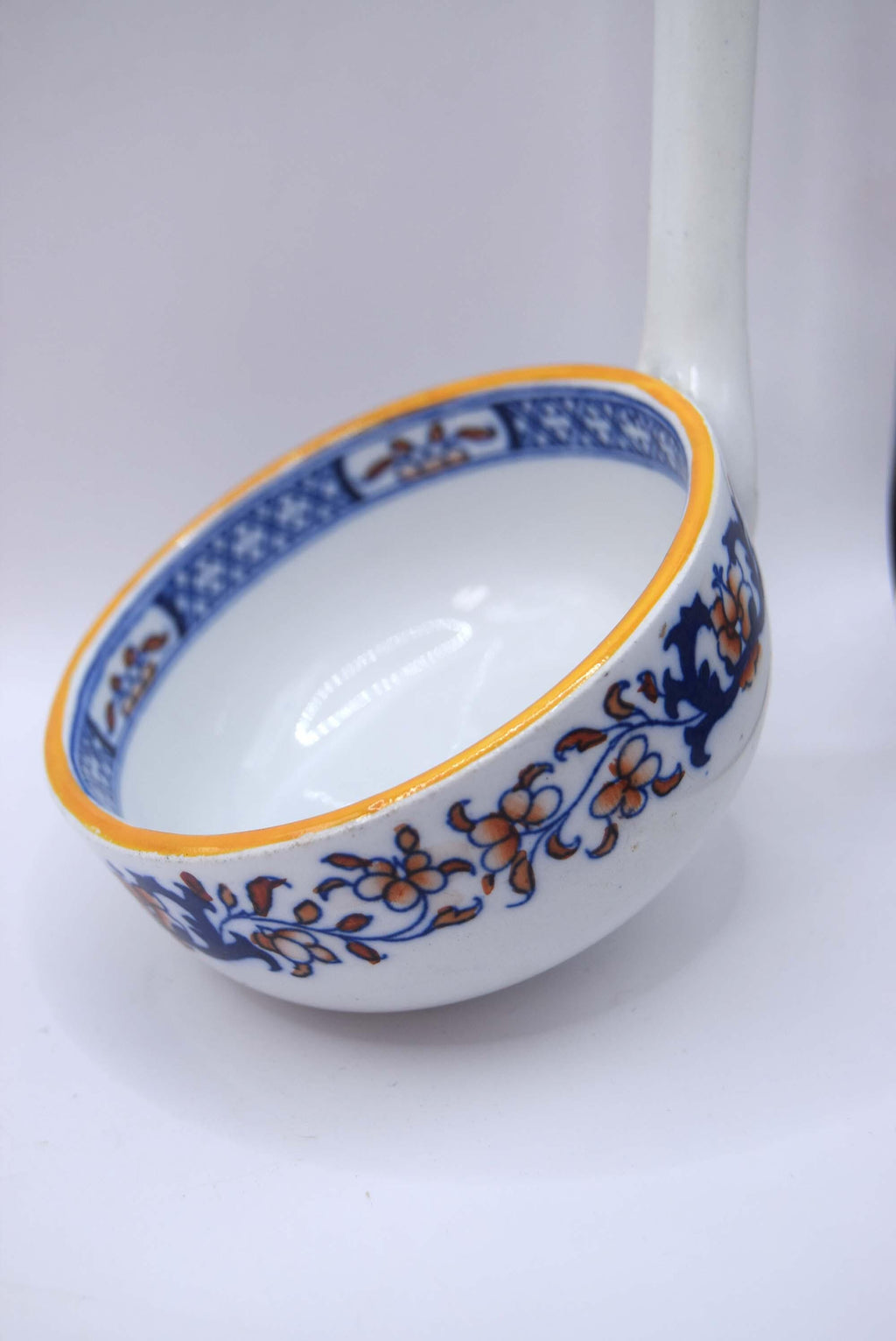 Antique Minton Ceramic Ladle c.1860s  No. 8667 Lyre | Blue & Orange Imari Style