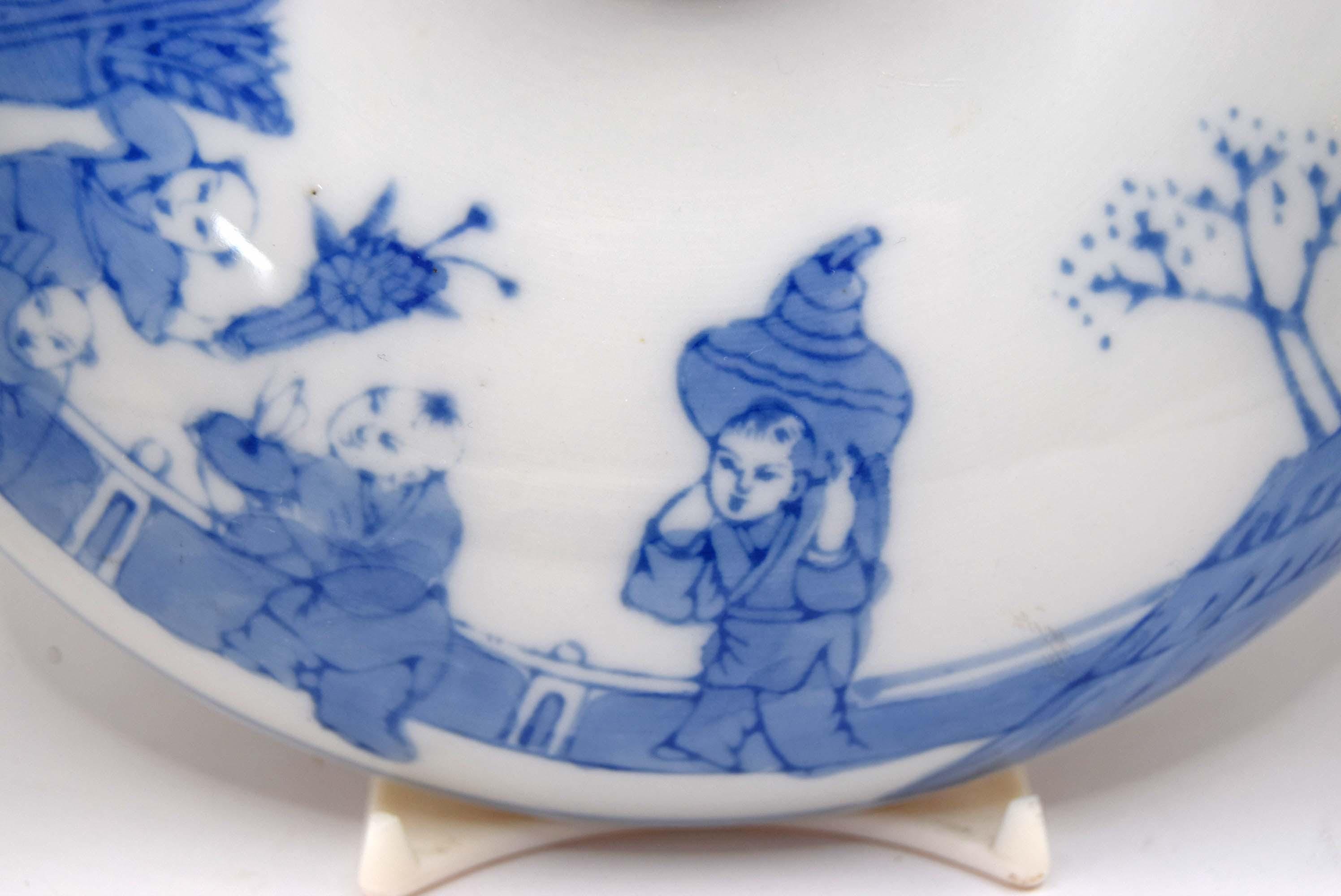 Rare Antique Chinese Blue & White Divided Lidded Serving Dish. Early 1900s