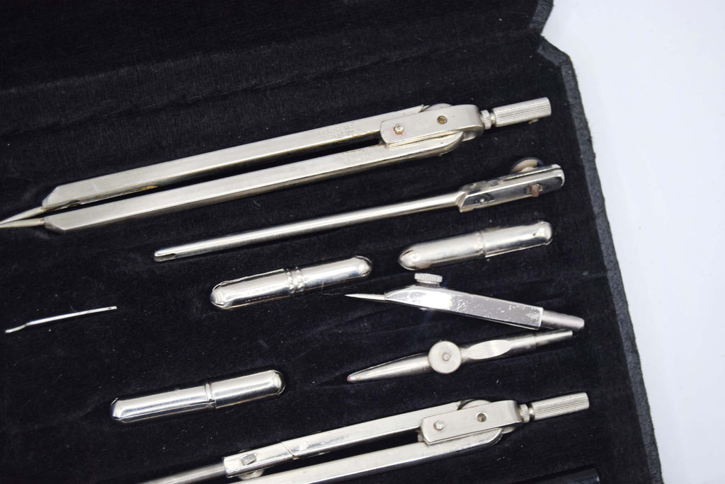 Antique Anker COMPLETE Drawing Instrument Set - Precision Compass Technical Draughtsman c1940s