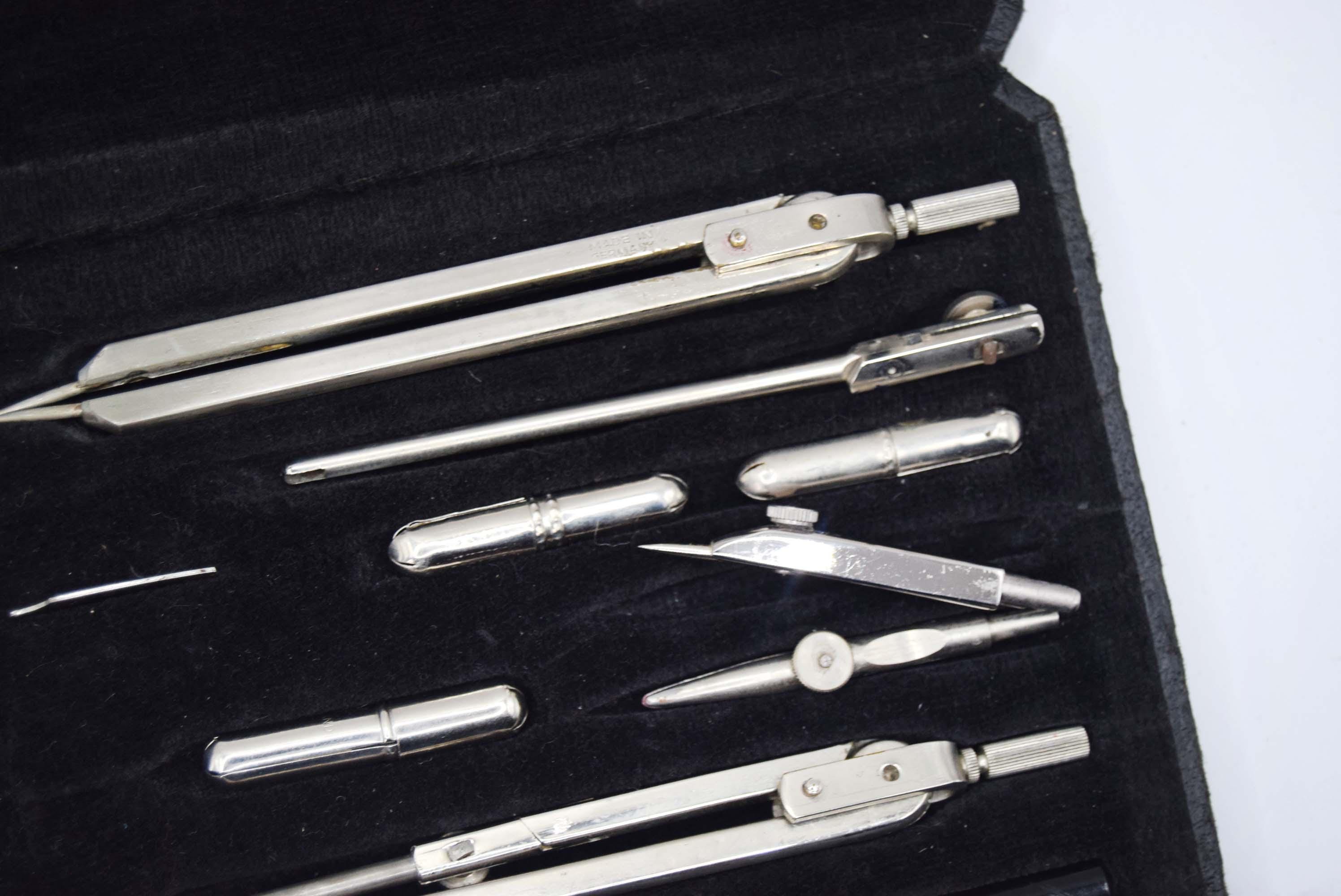 Antique Anker COMPLETE Drawing Instrument Set - Precision Compass Technical Draughtsman c1940s