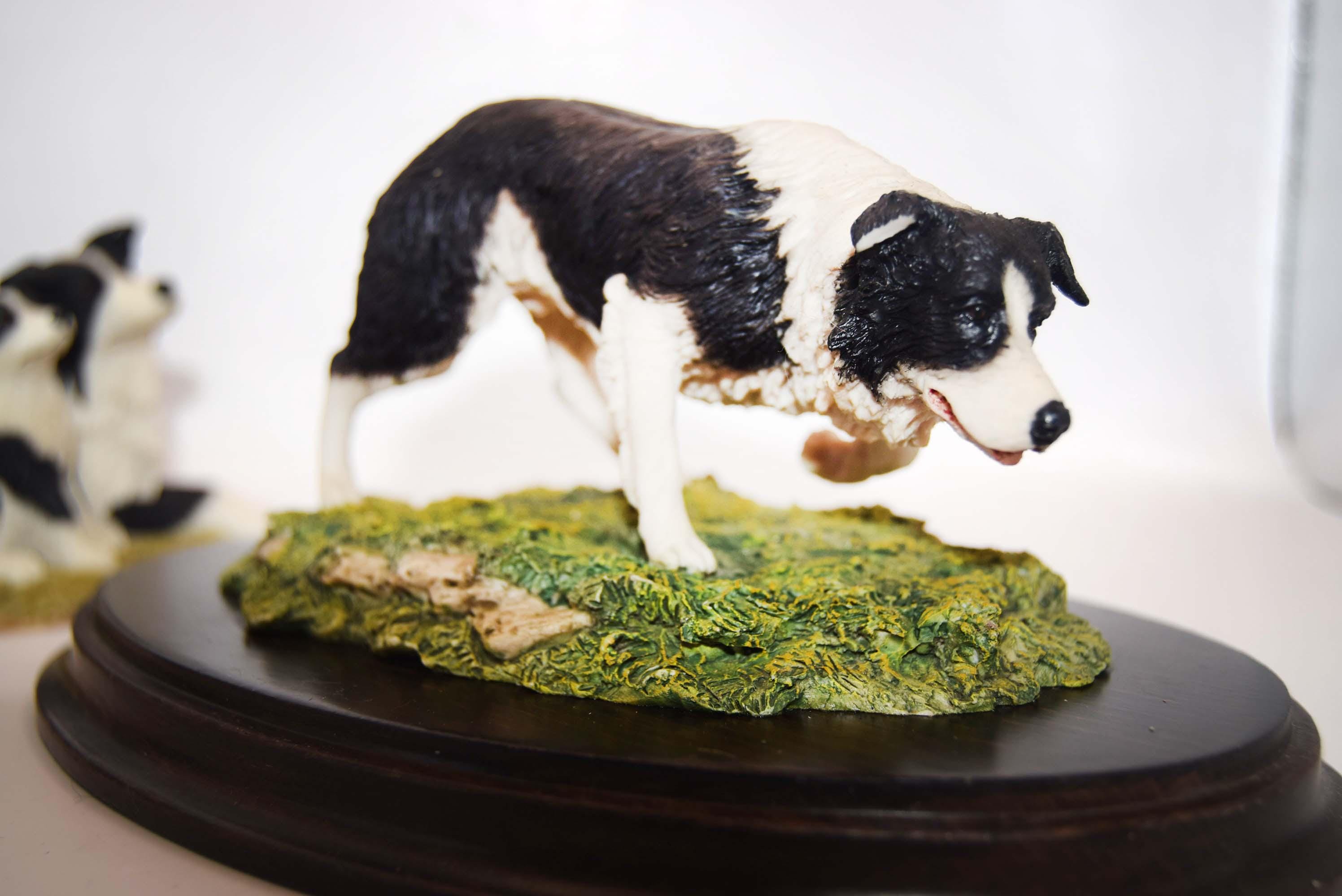 Collection of 3 Border Collie Sheep Dog figurines inc. Sherratt & Simpson and Country Artists
