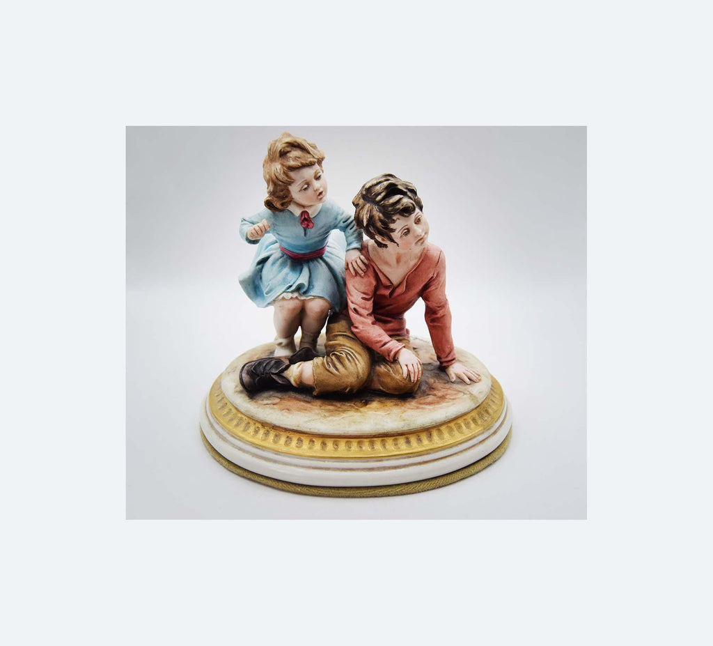 Vintage Capodimonte By Bruno Merli Porcelain - Italian Figurine - Boy With Girl 1950