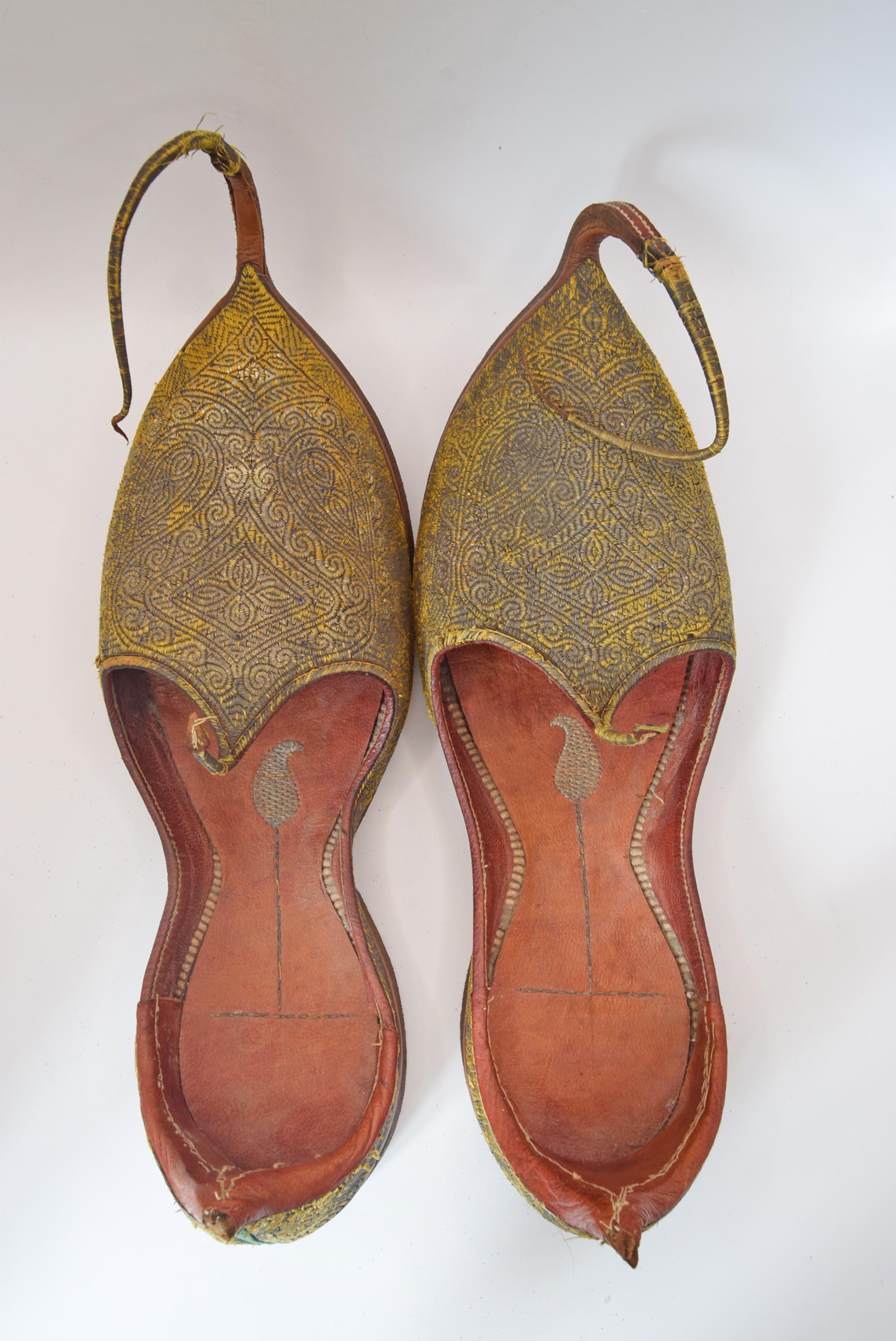 Antique Leather Mughal Raj Ottoman Moorish Shoes |Salma Sitari c1880s | Handsewn