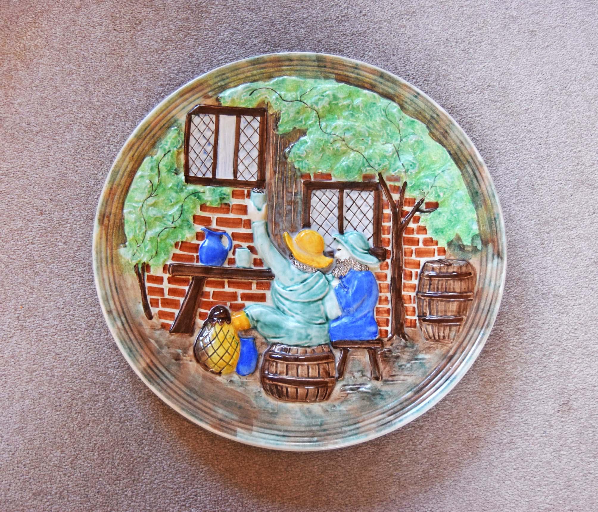 Large A. J. Wood, Burslem Art Deco Charger Wall Hanging Plate | 16.5 " | c1910